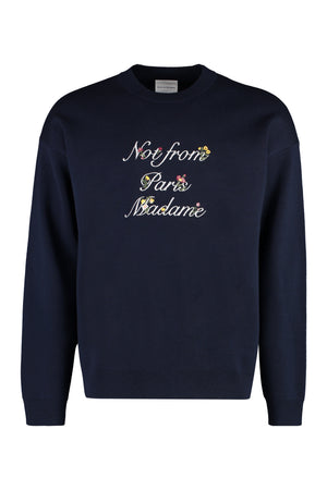 Slogan à Fleurs Merino wool crew-neck sweater-0